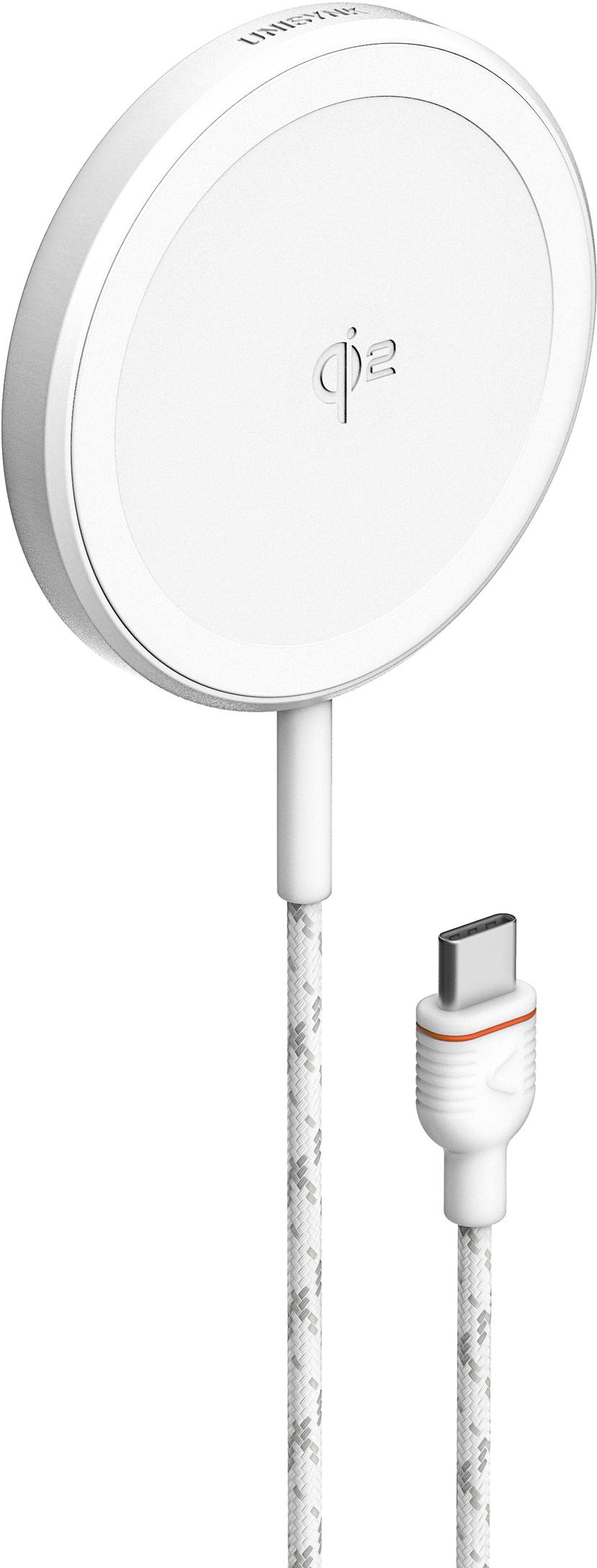 Unisynk Magnetisk trådlös laddare Qi2 15W Vit 2m