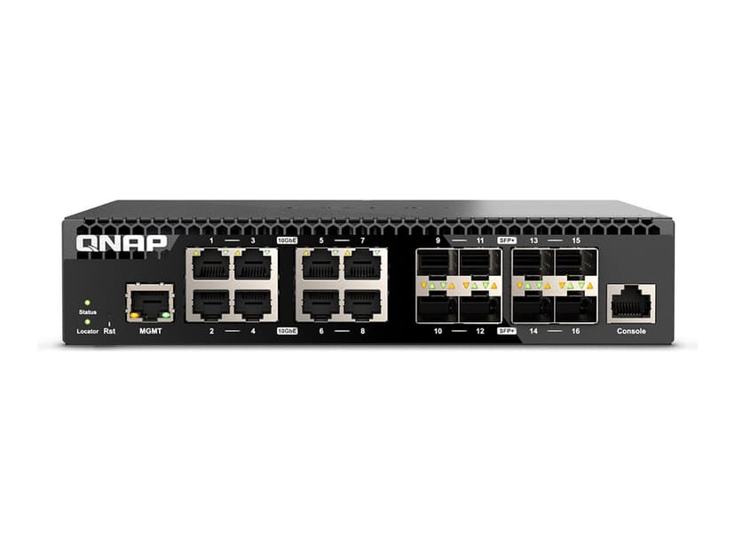 QNAP QSW-M3216R-8S8T nätverksswitchar hanterad L2/L3 10G Ethernet (100/1000/10000) 1U Svart
