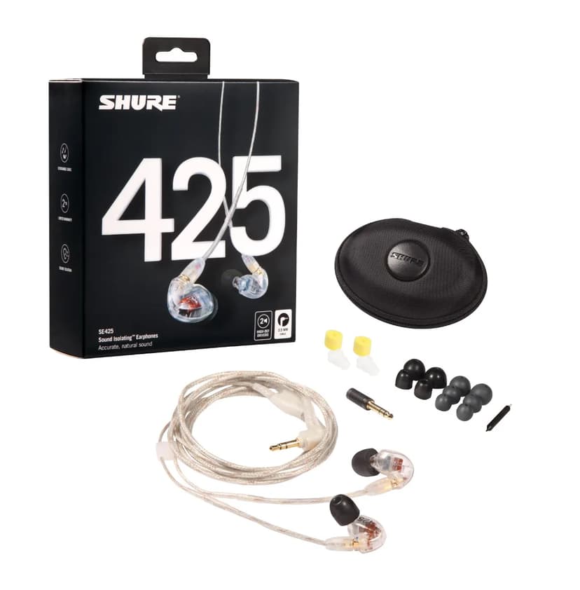 Shure SE425-CL Hodesett Koblet med ledninger (ikke trådløs) In-ear Scene/studio Gjennomsiktig Gjennomsiktig