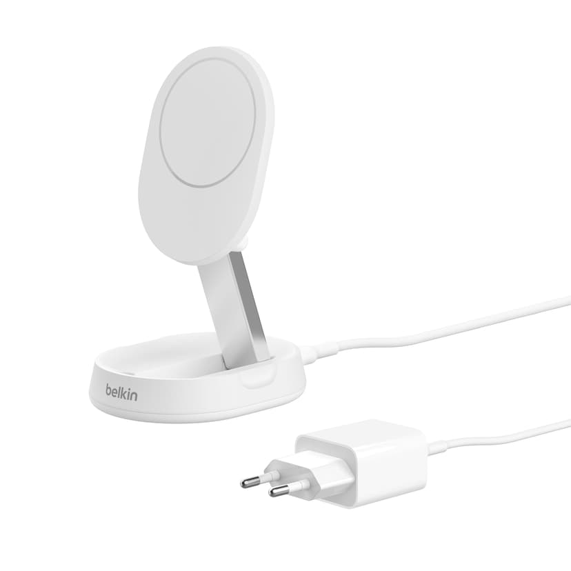 Belkin Convertible Qi2 15w Magnetic Charging Stand 1.5m Valkoinen