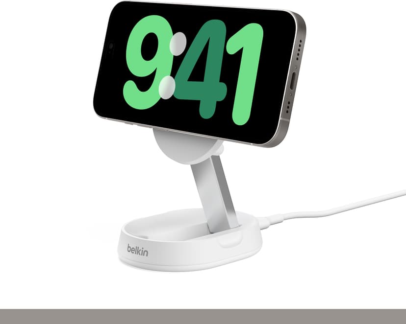 Belkin Convertible Qi2 15w Magnetic Charging Stand 1.5m Hvit