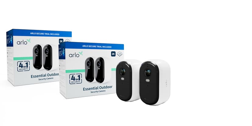 Arlo Essential 2 2K utendørskamera hvit 4-pakning