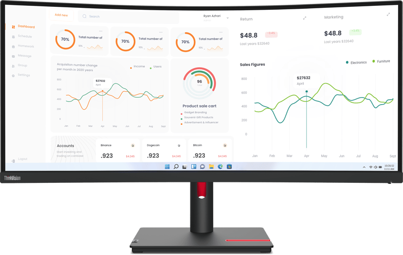 Lenovo ThinkVision T34w-30 Curved 34" 3440 x 1440pixels VA 21:9 60Hz