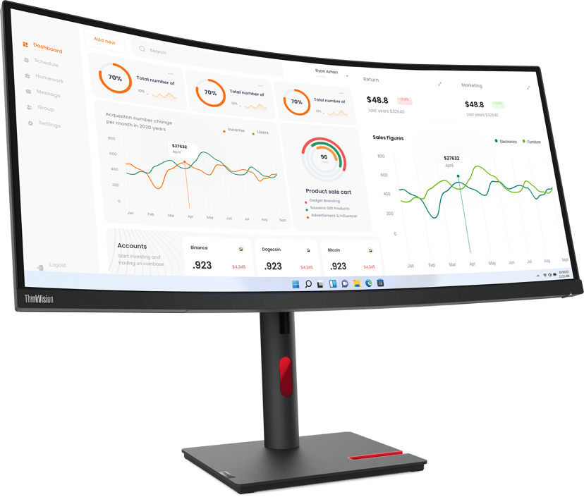 Lenovo ThinkVision T34w-30 Curved 34" 3440 x 1440pixels VA 21:9 60Hz
