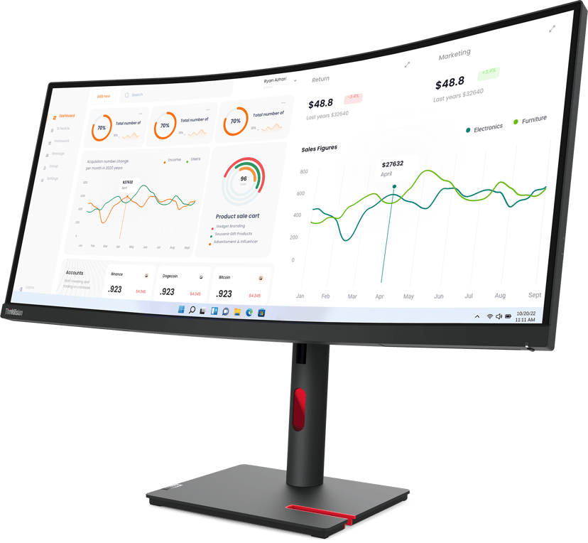 Lenovo ThinkVision T34w-30 Curved 34" 3440 x 1440pixels VA 21:9 60Hz