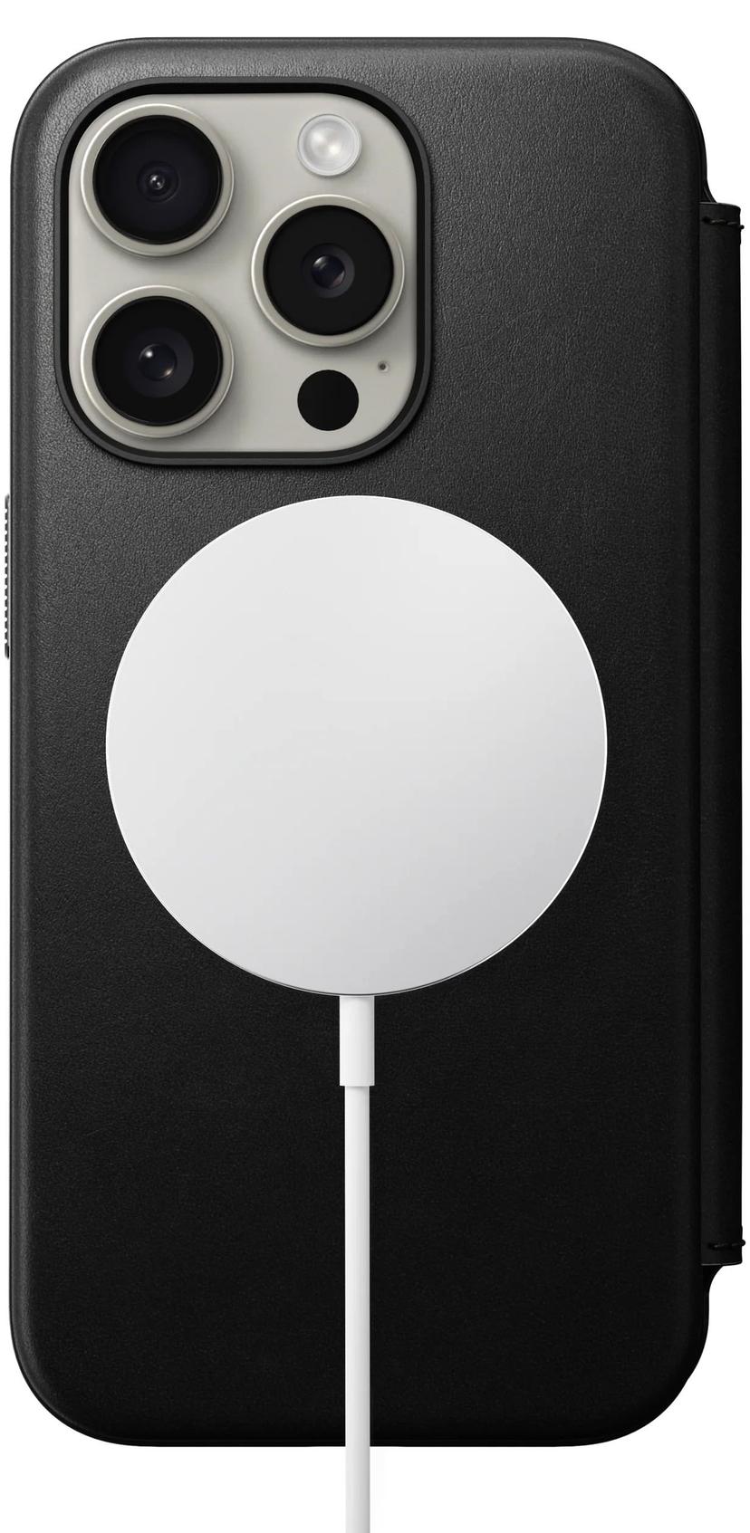Nomad Modern Leather Folio iPhone 15 Pro Svart