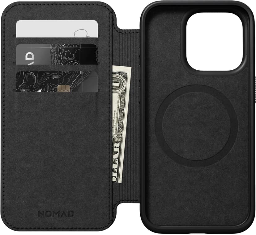 Nomad Modern Leather Folio iPhone 15 Pro Svart