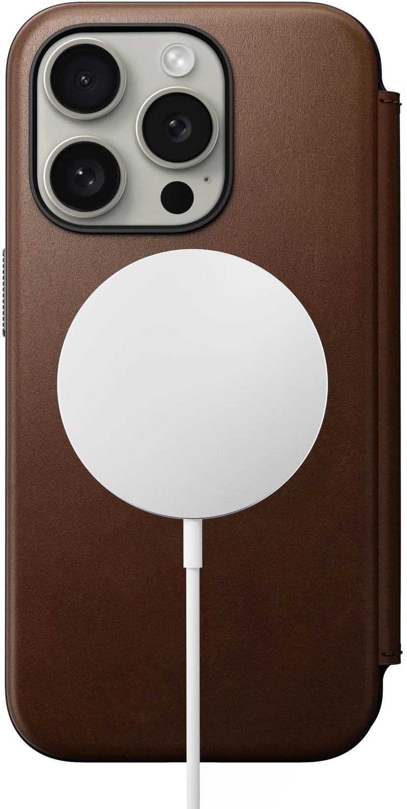 Nomad Modern Leather Folio iPhone 15 Pro Max Brun