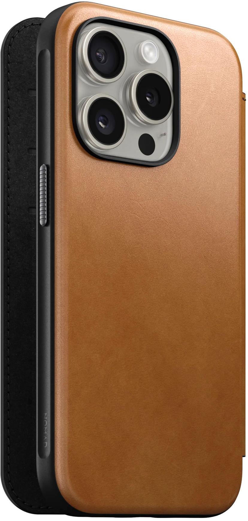 Nomad Modern Leather Folio iPhone 15 Pro Tan