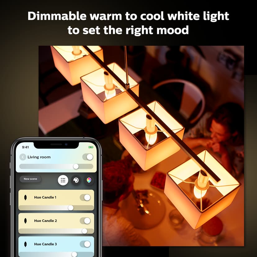 Philips Hue White ambiance Kronljus – E14 smart ljuskälla – (2-pack)