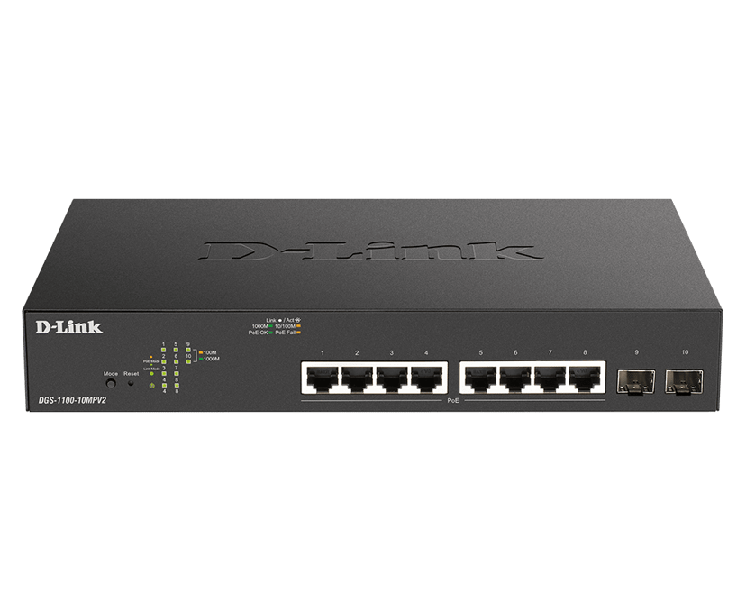 D-Link DGS 1100 v2 10-Port Smart PoE Switch 130W
