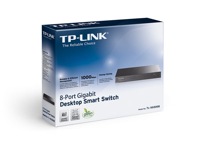 TP-Link JetStream TL-SG2008 nätverksswitchar hanterad L2/L2+ Gigabit Ethernet (10/100/1000) Svart