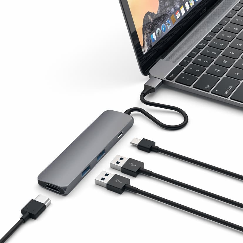 Satechi USB-C MultiPorts-adapter - Space Grey USB 3.2 Gen 1 (3.1 Gen 1) Type-C