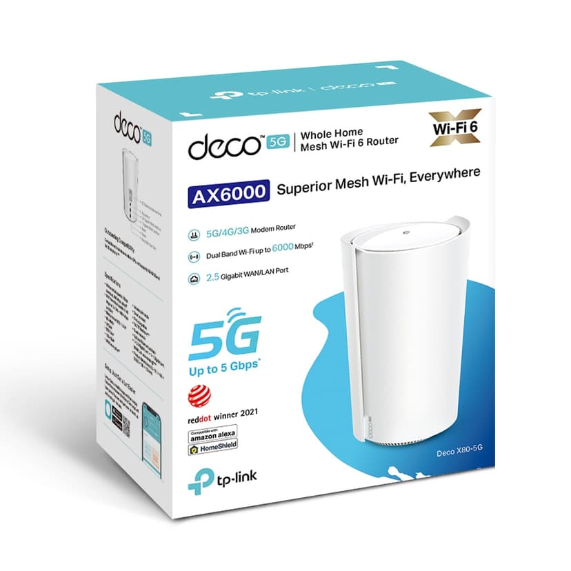 TP-Link Deco X80-5G Dual-band (2,4 GHz / 5 GHz) Wi-Fi 6 (802.11ax) Sort 2 Intern