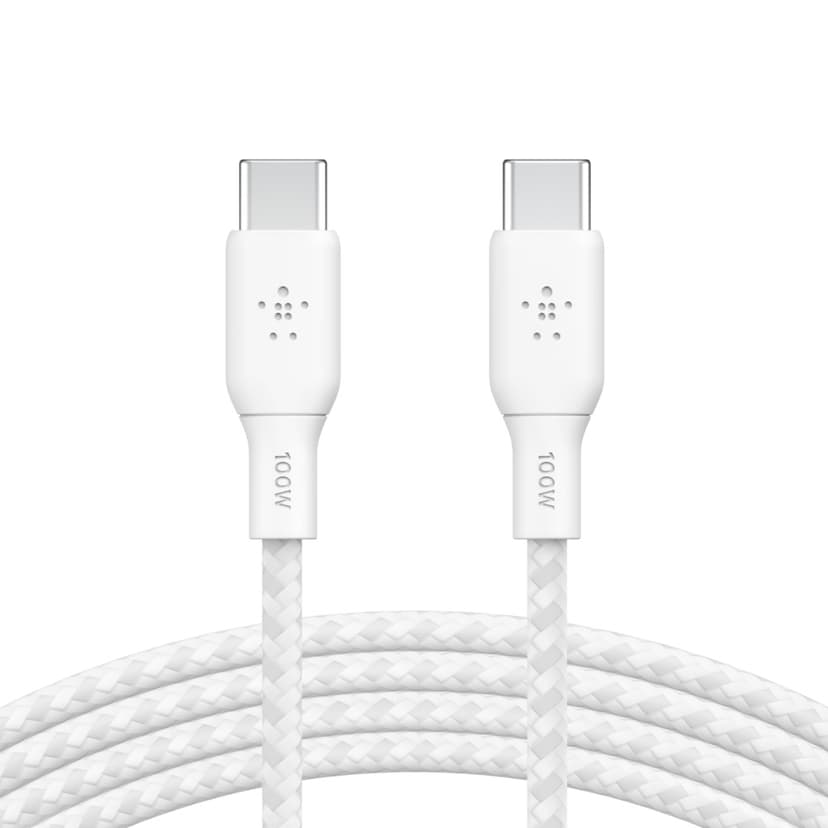 Belkin USB-C till USB-C kabel Flätad 3m USB C USB C Vit