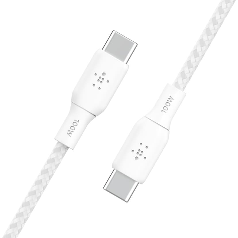 Belkin USB-C till USB-C kabel Flätad 3m USB C USB C Vit