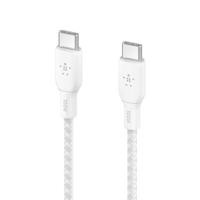 Belkin USB-C till USB-C kabel Flätad 3m USB C USB C Vit