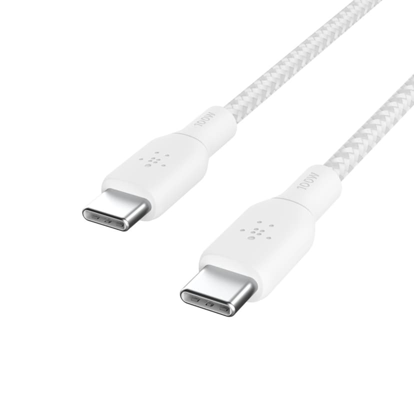 Belkin USB-C till USB-C kabel Flätad 3m USB C USB C Vit