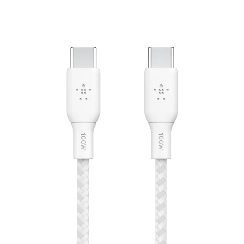 Belkin USB-C till USB-C kabel Flätad 3m USB C USB C Vit