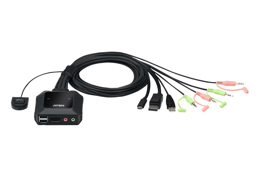 Aten 2-portars USB-C DisplayPort Hybrid Kabel KVM-switch