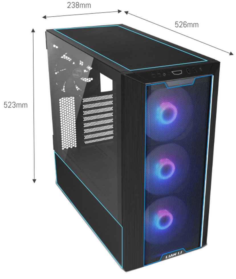 Lian-Li LANCOOL III RGB Midi Tower Svart, Transparent