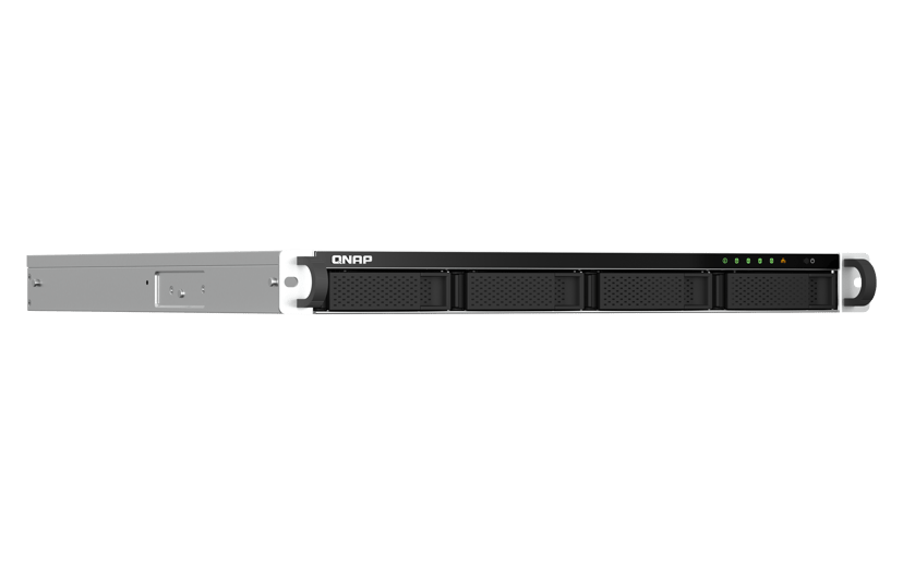 QNAP TS-464U-RP NAS Rack (1U) Intel® Celeron® N5095 8 GB DDR4 0 TB QNAP Turbo System Aluminium, Svart