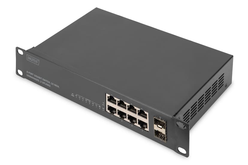 Digitus 8-Portars Gigabit Switch 10" Omanagerbar Med 2 Uplinks