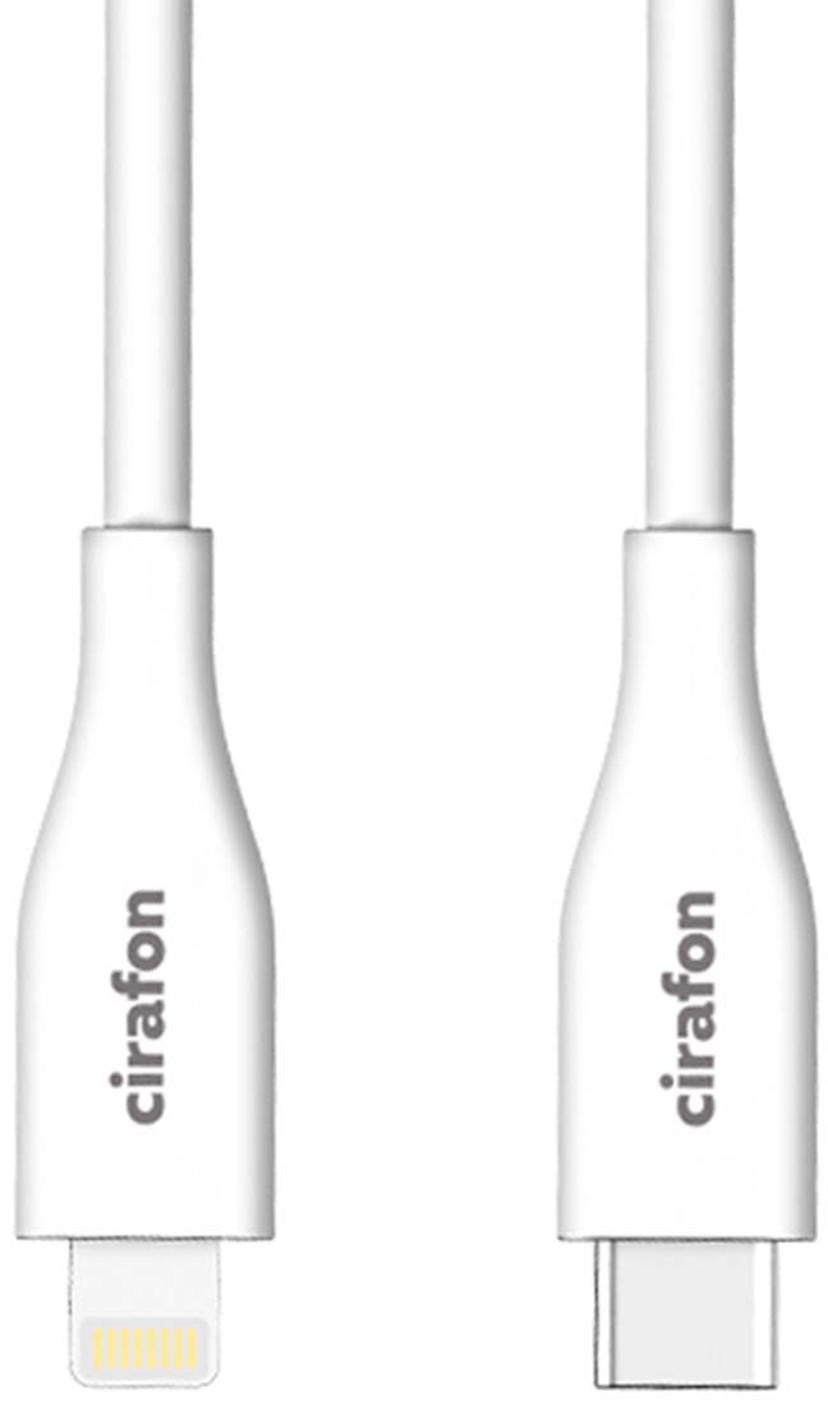 Cirafon Sync/charge Silcon Cable USB-C To Lightning 1.8m hvid