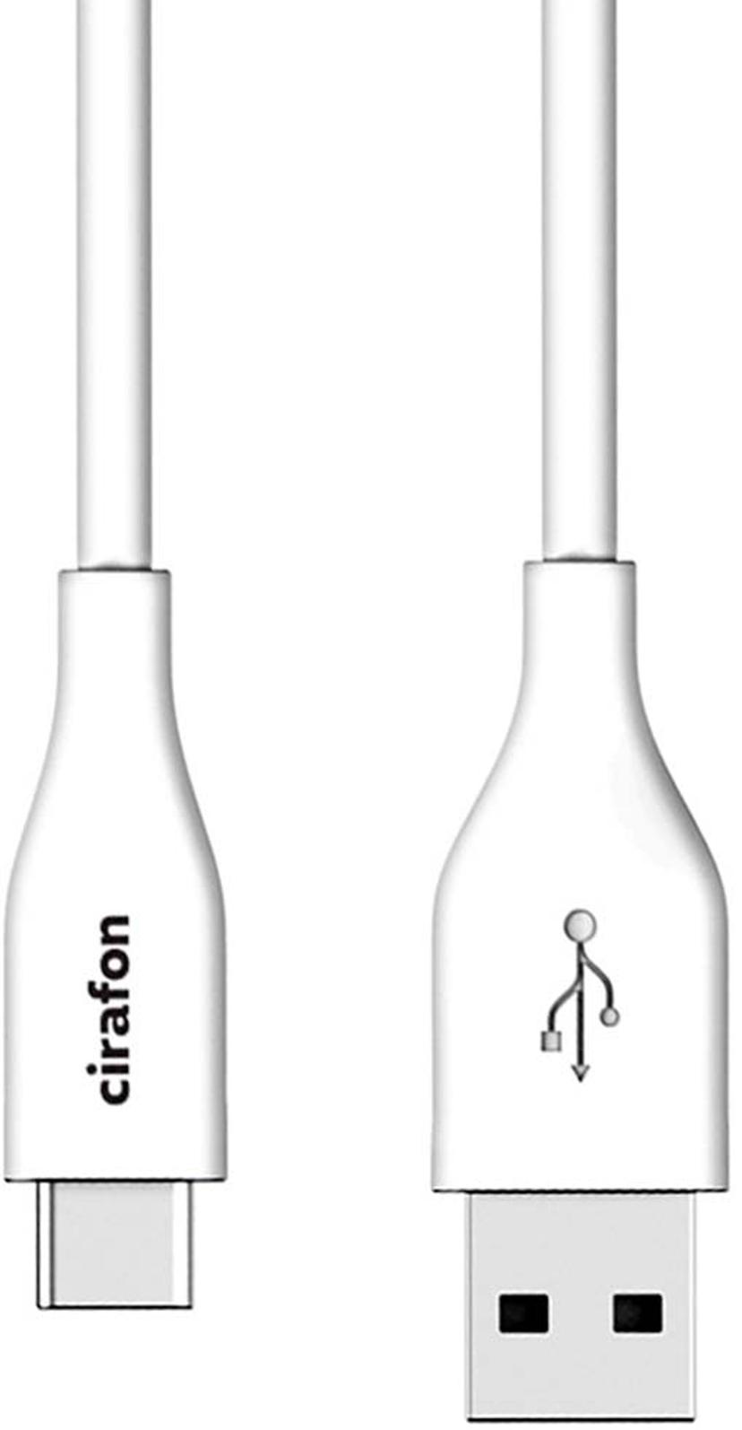 Cirafon Synk/ladekabel USB-C 2m USB A USB C Hvit