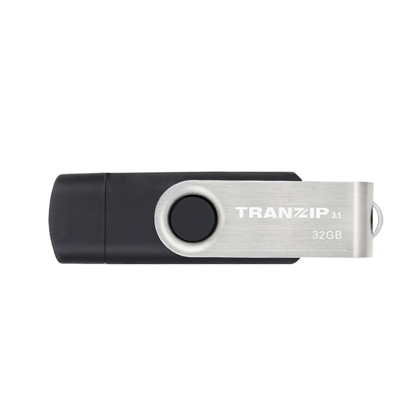 Tranzip Flip Duo 32GB USB Type-A / USB Type-C Musta, Monivärinen, Ruostumaton teräs