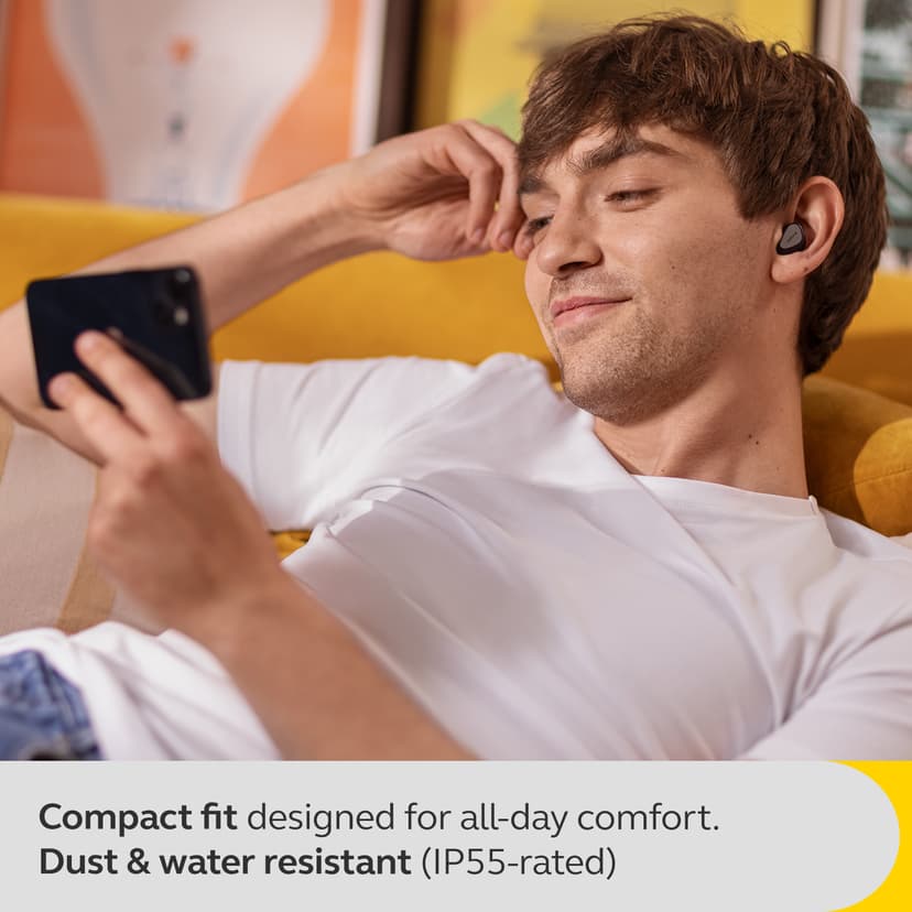Jabra Elite 5 Sort MFi, Qi, FCC, ISED, CE, Proposition 65, Google Assistant, Amazon Alexa, Fast Pair, Spotify Tap