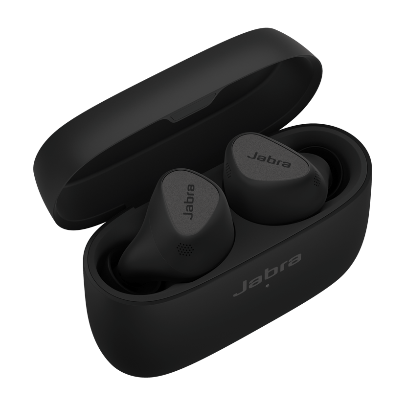 Jabra Elite 5 Sort MFi, Qi, FCC, ISED, CE, Proposition 65, Google Assistant, Amazon Alexa, Fast Pair, Spotify Tap