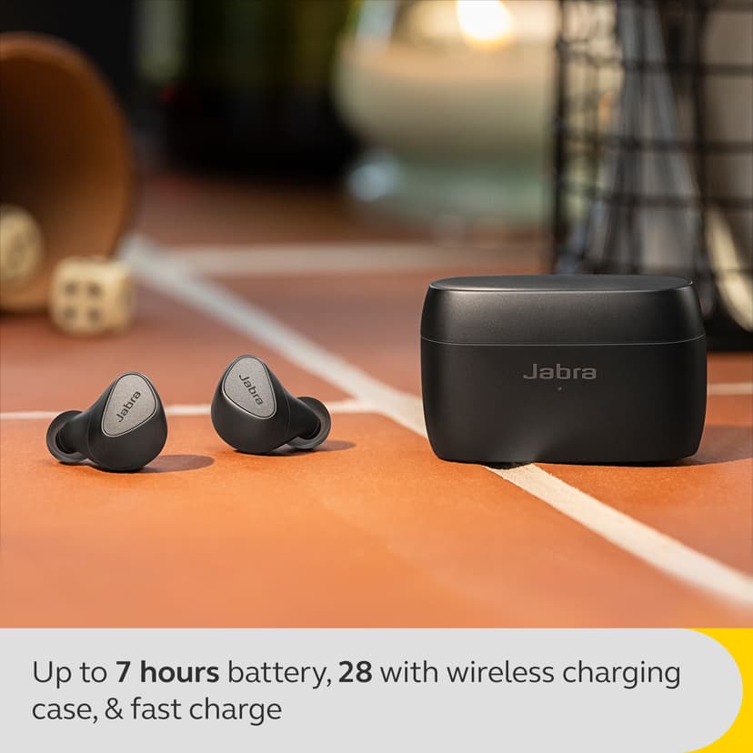 Jabra Elite 5 MFi, Qi, FCC, ISED, CE, Proposition 65, Google Assistant, Amazon Alexa, Fast Pair, Spotify Tap Zwart