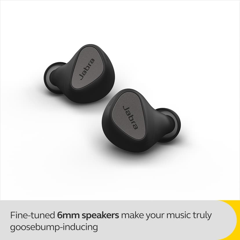 Jabra Elite 5 Sort MFi, Qi, FCC, ISED, CE, Proposition 65, Google Assistant, Amazon Alexa, Fast Pair, Spotify Tap