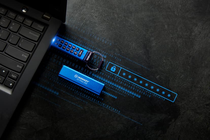 Kingston Ironkey Keypad 200 128GB USB A-tyyppi Sininen