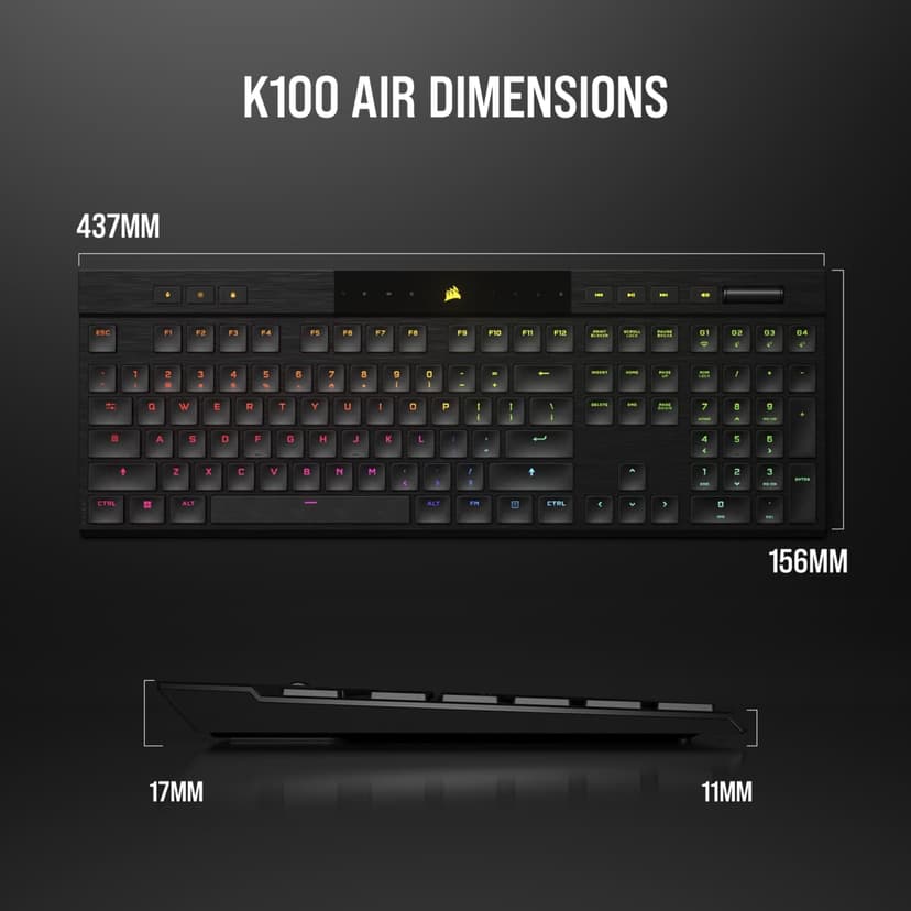 Corsair K100 AIR WIRELESS CHERRY MX Ultra Pohjoismainen