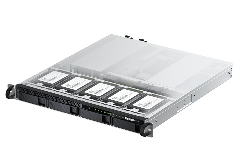 QNAP TS-h987XU-RP NAS Rack (1U) Intel Xeon E E-2334 16 GB DDR4 QuTS hero Sort, Sølv