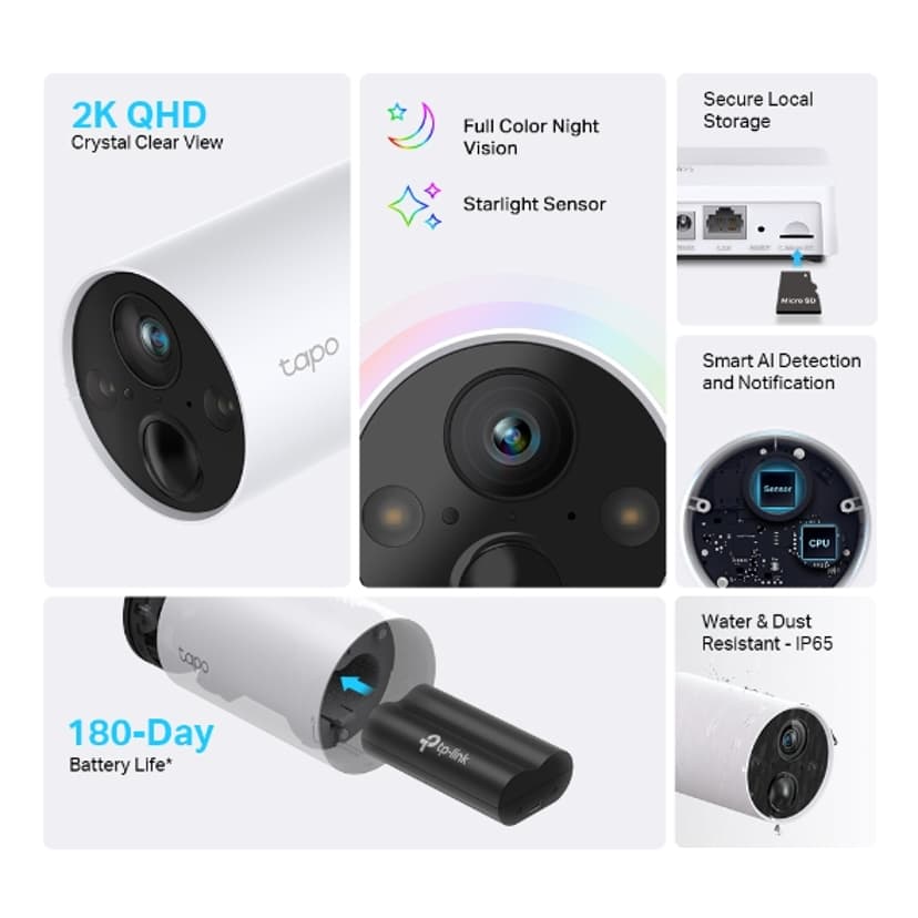 TP-Link Tapo C420S2 Lyspære IP-sikkerhetskamera Inne & Ute 2560 x 1440 piksler Vegg