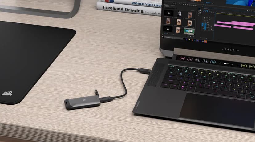 Corsair EX100U 2TB Portable STORAGE USB Type-C Svart