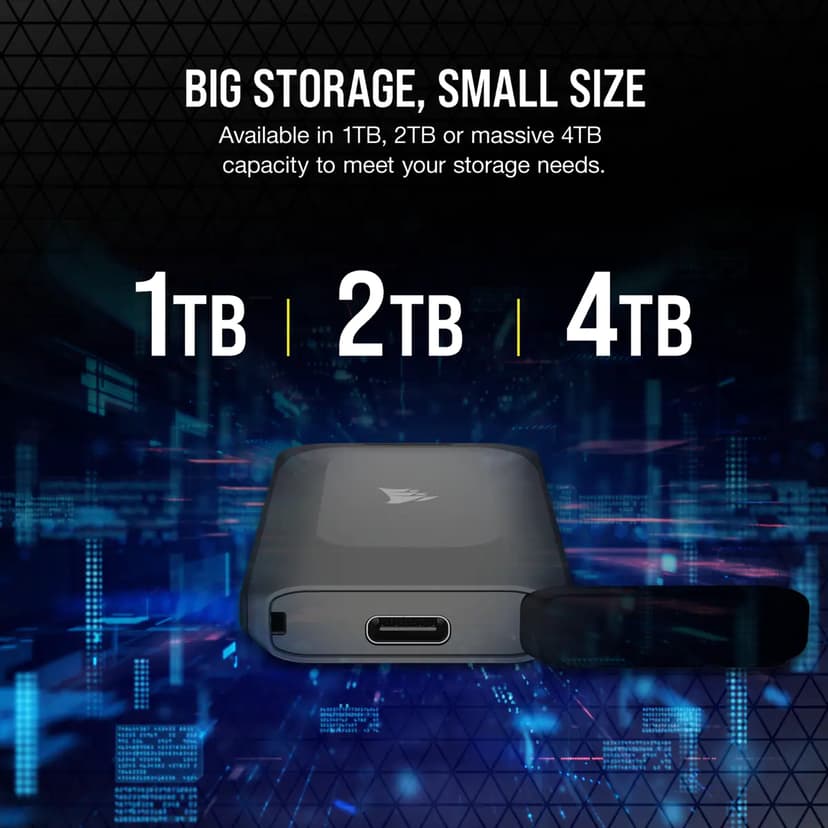 Corsair EX100U 1TB Portable STORAGE USB Type-C Svart