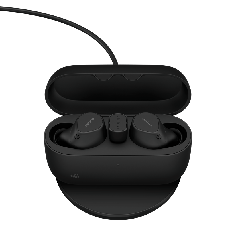 Jabra Evolve2 Buds med trådlös laddningsplatta Microsoft Teams Svart