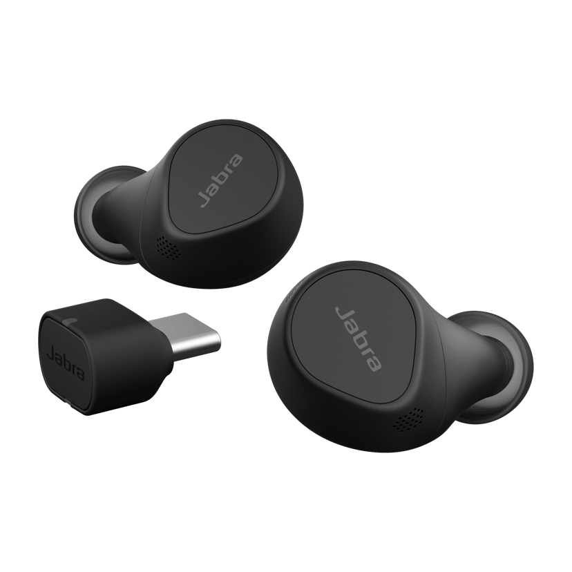 Jabra Evolve2 Buds med trådlös laddningsplatta Microsoft Teams Svart