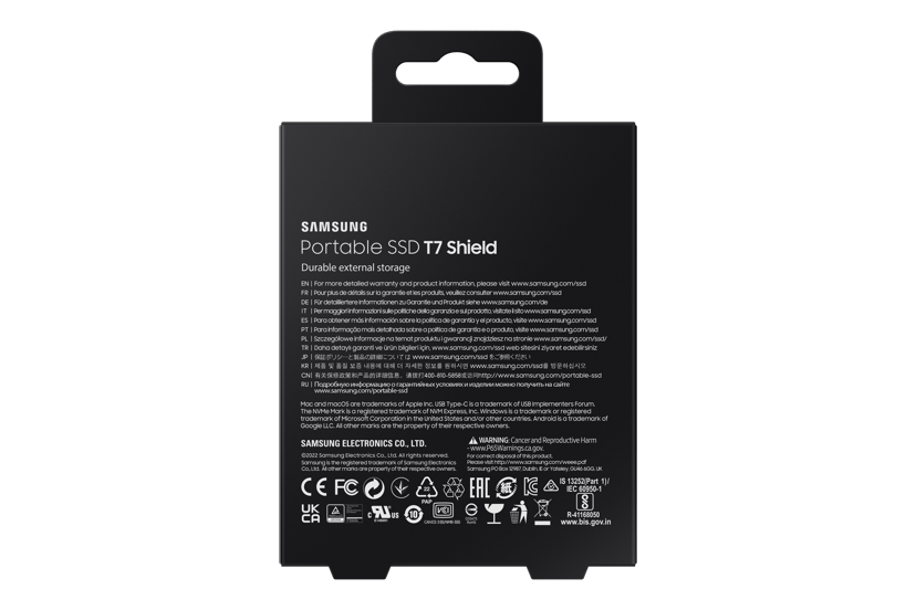 Samsung T7 Shield 4TB Rugged Portable SSD USB-C Sort
