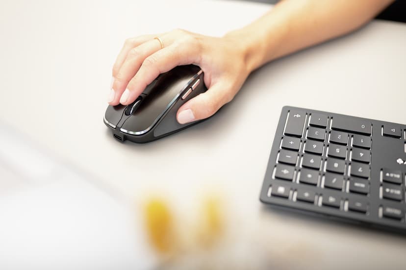 Cherry DW 9500 SLIM tastatur Mus inkluderet RF trådløs + Bluetooth QWERTY Nordisk Sort, Grå Cherry SX Nordisk