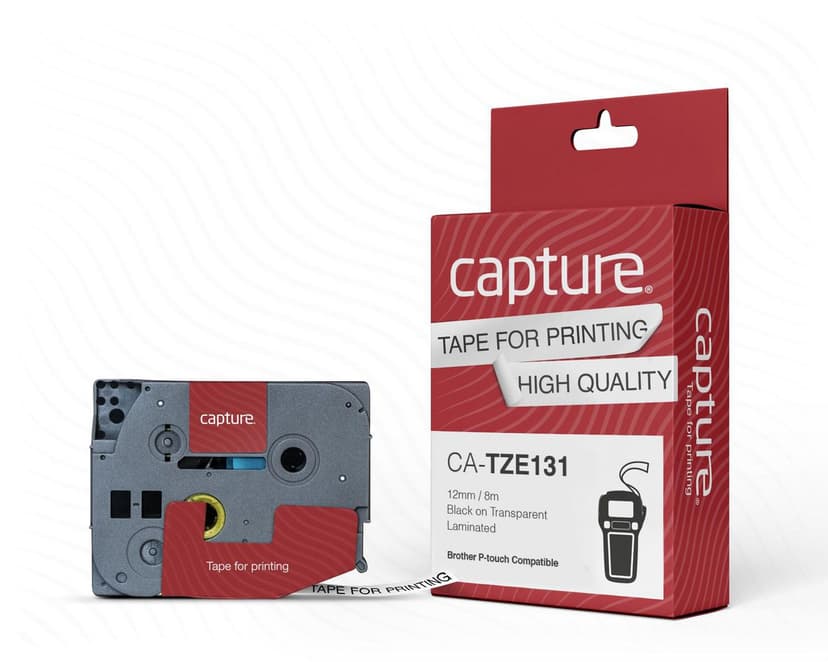 Capture Tape TZe-131 12mm Svart/Transparent