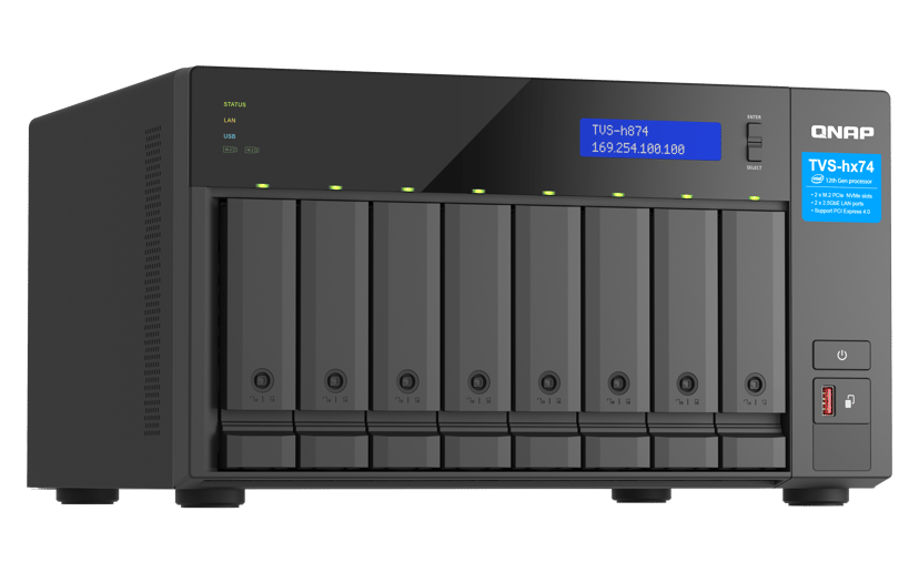 QNAP TVS-h874 NAS Tower Intel® Core™ i5 i5-12400 32 GB DDR4 0 TB QuTS hero musta