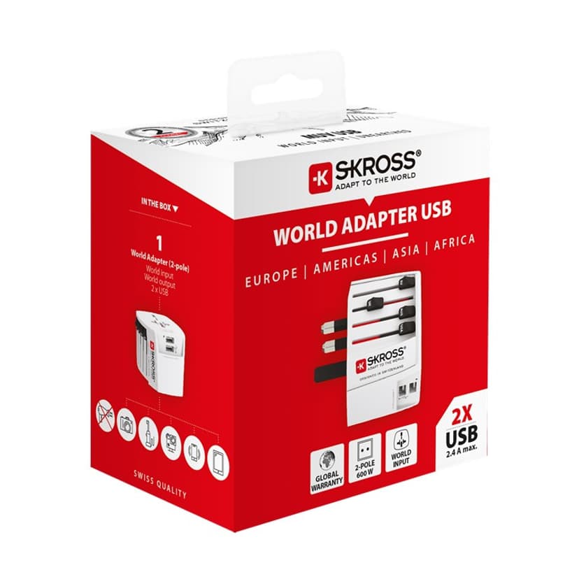 Skross World Adapter MUV 2xUSB (2,4A) White