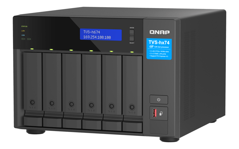 QNAP TVS-H674 NAS Tower Intel® Core™ i5 i5-12400 32 GB DDR4 0 TB QuTS hero Zwart