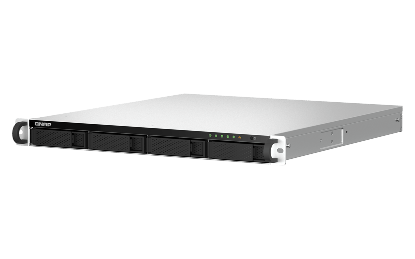 QNAP TS-464U NAS Rack (1U) Intel® Celeron® N5095 8 GB DDR4 0 TB QNAP Turbo System Gjuten aluminium, Svart