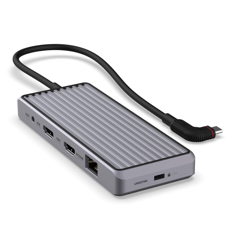 Unisynk 10 Port Dual Screen Hub 4K 100W Grey USB Type-C